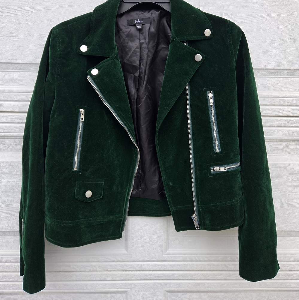 Lulu's Green Velvet Women's Jacket - Picture 4 of 7